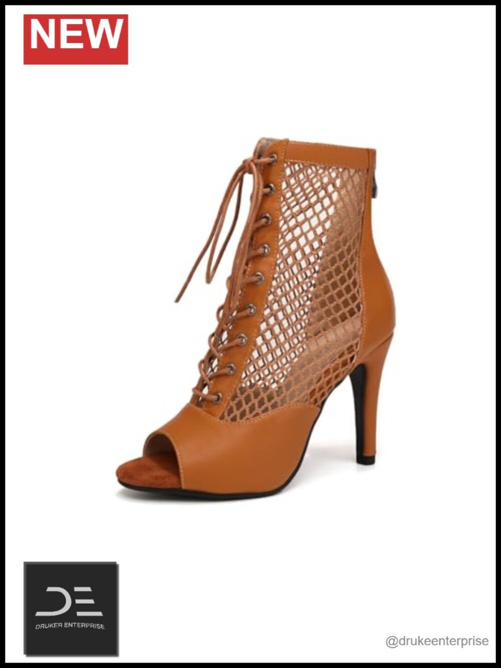 Women's Peep Toe Mesh Latin Dance Boots 4" Stiletto Heel